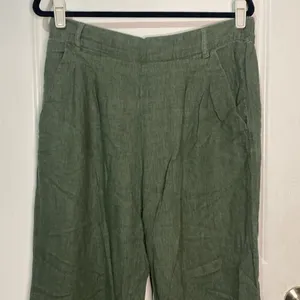 Jacqueline‎ de Yong Olive Linen Pants 42 coastal breathable pull on lagenlook thumbnail 2