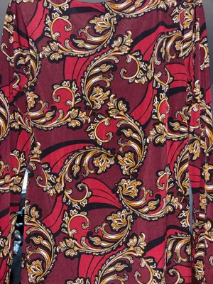 Apt. 9 Blouse Women's Size Small Burgundy Long Sleeve Floral Baroque Foliate thumbnail 3
