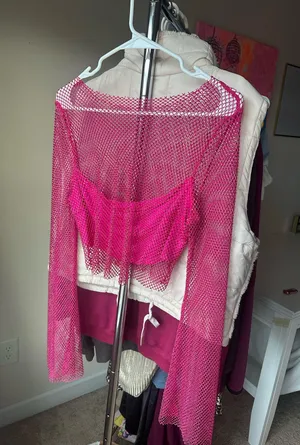 Windsor Pink Fishnet Long Sleeve thumbnail 1