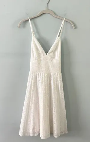 NWT Lulu’s Vision of Elegance White Sequin Pleated Mini Dress thumbnail 6