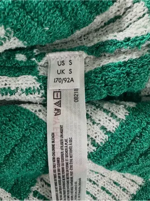 Free People Beach Women’s Green & White Terry Knit Mini Dress Size Small Boho thumbnail 6
