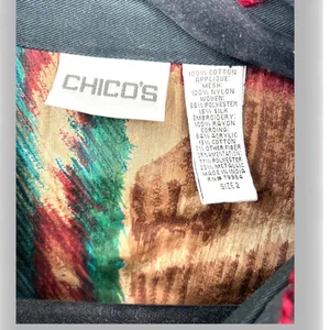 CHICO'S M embroidered applique denim button-up jacket blazer Mixed Media Art thumbnail 5