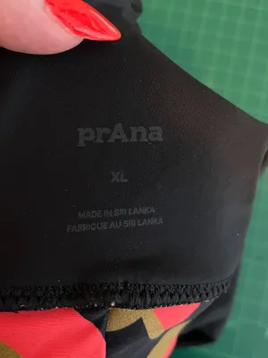 Prana Women XL Black Red Rose Fire Indo Disco Marine Street Swim Bikini Top thumbnail 4