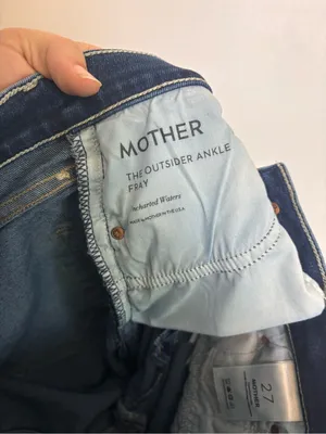 MOTHER The Outsider Ankle Fray Uncharted Waters Blue Denim Jeans thumbnail 10