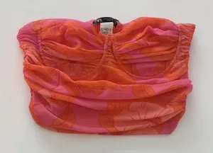 pink and orange zara floral corset top thumbnail 2