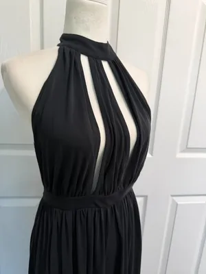 Free People FP Beach Knit Maxi Dress Cutout Backless Black Size XS thumbnail 3