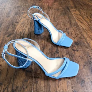 Sam Edelman • Kia Block Heel Sandal ankle strap square toe True Blue snakeskin thumbnail 11