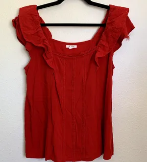 5/$25 Maurices‎ Ruffle Blouse in Red thumbnail 1