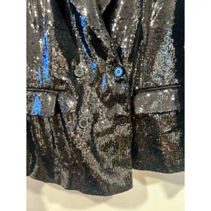Forever 21 Black Sequin Blazer Disco Glam Oversized 14/16 thumbnail 4