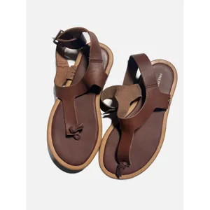 Free People Platform Sandals Womens 6 Brown Leather Knotted Toe Boho Flatform thumbnail 2