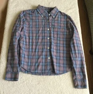 American Eagle Vintage Plaid Purple Button Down Shirt - Sz Medium thumbnail 3
