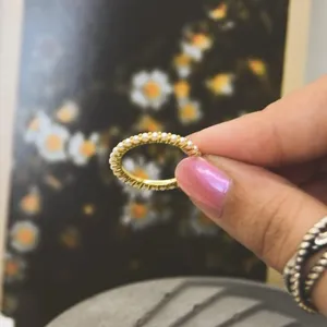Dainty Micro Pearl Infinity Ring Gold thumbnail 5