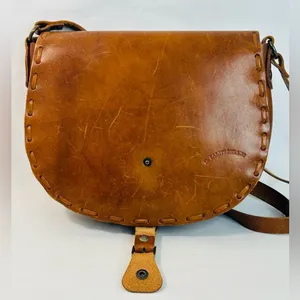 Mid Century 1960’s Brown Leather Hand Woven Saddle Bag EL CALIFORNIANS thumbnail 14