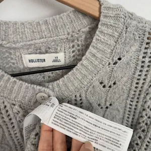 Hollister XS Cable‎ Knit Cardigan Eyelet Grey Coquette Minimal Preppy thumbnail 2
