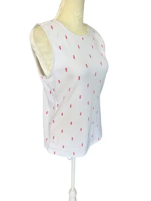 Christopher & Banks white sleeveless flip flop print tank top women's size M thumbnail 2