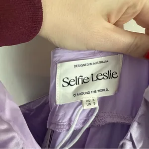 Selfie Leslie | Purple Heavenly Bliss Ruffle Mini Dress Lilac Size Small NWT thumbnail 4