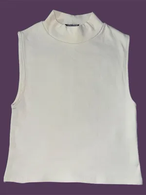 Zara Cream mock neck top. thumbnail 1