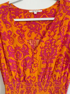 Anthropologie Abel the Label Pink Orange & Maxi Dress Size Small High Low Boho thumbnail 5