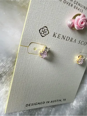 Kendra Scott Jensen Birthstone Stud Earrings - Gold/Purple Amethyst thumbnail 3