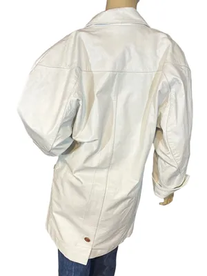 Wilson's Leather VINTAGE 1980'S WHITE LEATHER OVER-SIZED JACKET (S) thumbnail 4
