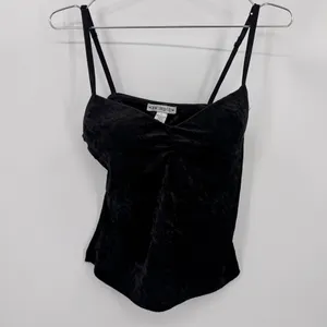 One Step Up Y2K Black Velvet Cami Tank Top Formed Cups Vintage 90s Whimsigoth Sexy Large thumbnail 6