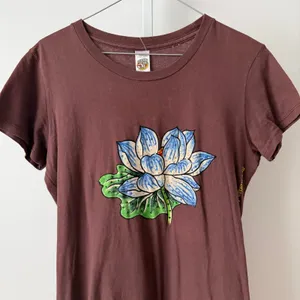 Y2K Ed Hardy L Brown T-Shirt Lotus Flower Bling Christian Audigier‎ Fairy Grunge thumbnail 2