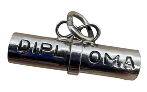 Vintage Silver Tone Diploma Scroll Charm Graduation‎ Commemorative Pendant thumbnail 1