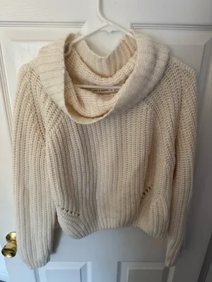 Cowl Neck Cream Sweater thumbnail 2