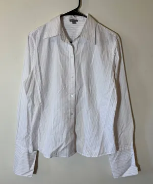 Ann Taylor Women's Button Down Long‎ Sleeve Striped Career Office Shirt Size 4 thumbnail 1