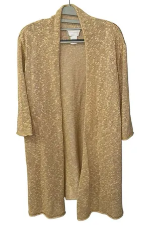 Soft Surroundings Yellow Open‎ Cardigan Large Cozy Knit Duster thumbnail 1