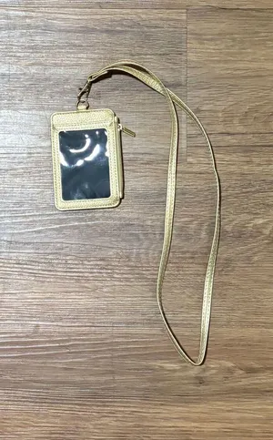 Metallic Gold Lanyard Wallet ID Holder Zipper Pocket Card Slot Slim Neck Strap thumbnail 1