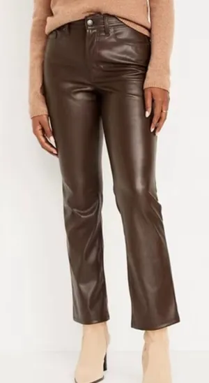 Old Navy high rise bootcut brown faux leather pants 0 thumbnail 1