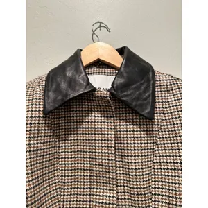 Arrange Plaid Structured Jacket Contrast Leather Collar Size‎ 0 Tan thumbnail 4