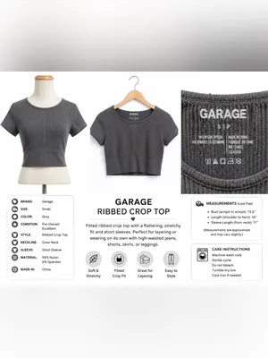 Garage Ribbed Crop Top – Size Small thumbnail 2