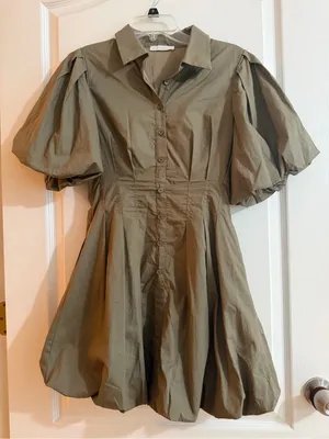 Karlie Olive Puff-Sleeve Mini Dress thumbnail 4