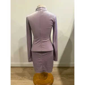 HM Lavender Velvet Mock Neck Long Sleeve Bodycon Dress Purple Shimmer Small thumbnail 2