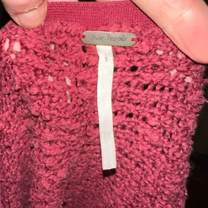 Free People chunky deep red v-neck XS boho oversized sweater thumbnail 3