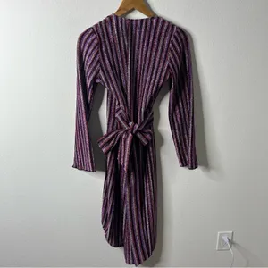 NWT Ayerne Lauryn Metallic Stripe Wrap Dress Long Sleeve Midi‎ Women’s Size XS thumbnail 7