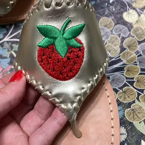 Jack Rogers Strawberry Platinum Metallic Leather Flip Flop Sandals Shoes thumbnail 2