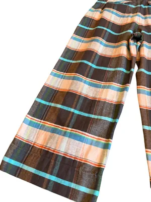 Free People Plaid Back Buckle Cotton Pants Wide Leg Bold Trousers Size 10 NWT thumbnail 11
