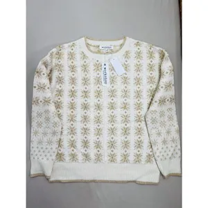 Workshop Republic Clothing Womens Sweater Size M Fair Isle Cream Gold Cozy thumbnail 4