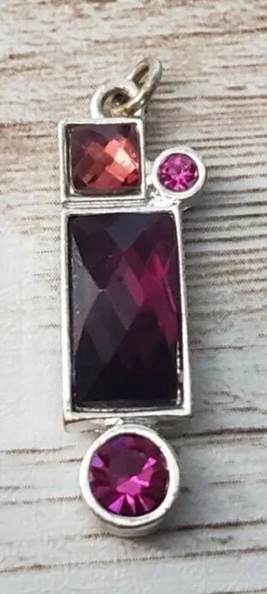 Pink, Red, & Silver Tone Statement Pendant - No Chain Included thumbnail 1