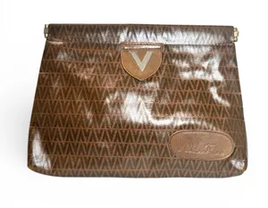Vintage Mario Valentino V Monogram Brown Coated Canvas Unisex Clutch Bag thumbnail 1