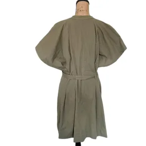 Zara‎ ZW Collection Belted Mini Dress Structured Khaki Green Utility Safari XL thumbnail 5
