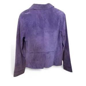 Vintage Brandon Thomas Purple Suede Leather Jacket Womens Medium VTG Blazer thumbnail 2