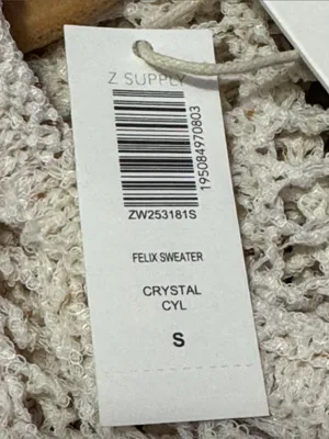 Z SUPPLY Felix Sweater S 20” p2p Cream $88 Retail NWT thumbnail 4