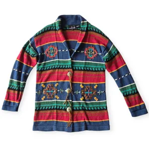Carole Little Vintage Southwestern Style Patterned‎ Knit Cardigan Sweater Size S thumbnail 2