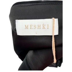 Meshki Lola Ruched Crepe Bandeau Top Black Strapless Crop Top Sz L New Going Out thumbnail 5