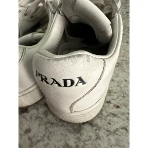 Prada white leather womens sneakers shoes 35 USED thumbnail 9