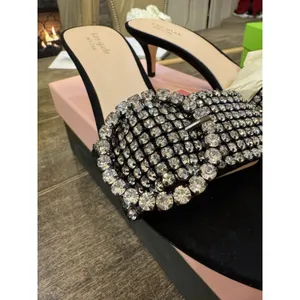 Kate Spade‎ New York Seville dress sandals in black Suede Size 9 Rhinestones thumbnail 5